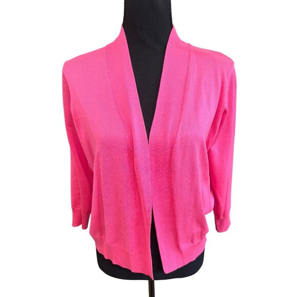 NWT Grace Karin Lightweight Pink Open Front Cardigan Sweater L Barbie Preppy - Picture 2 of 12